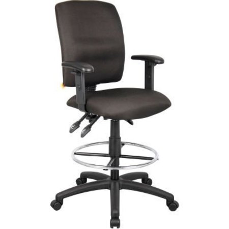BOSS OFFICE PRODUCTS Boss Multifunction Drafting Stool with Adjustable Arms - Fabric - Black B1636-BK
